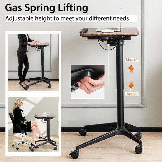 Pneumatic Standing Desk with Anti-fall Baffle and Cup Holder at Set Shop and Smile