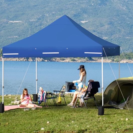 10 x 10 Feet Pop up Gazebo with 4 Height and Adjust Folding Awning-Blue at Set Shop and Smile