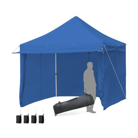 10 x 10 Feet Pop up Gazebo with 4 Height and Adjust Folding Awning-Blue at Set Shop and Smile