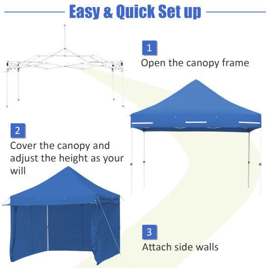 10 x 10 Feet Pop up Gazebo with 4 Height and Adjust Folding Awning-Blue at Set Shop and Smile