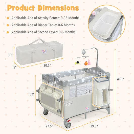 5-in-1 Portable Baby Beside Sleeper Bassinet Crib Playard with Diaper Changer-Beige at Set Shop and Smile