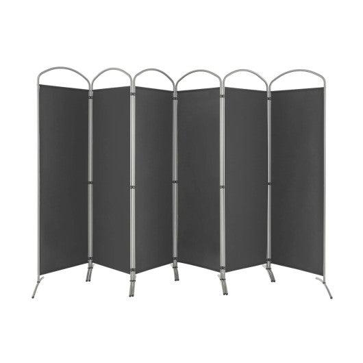 6 Feet 6-Panels Freestanding Folding Privacy Screen-Gray at Set Shop and Smile