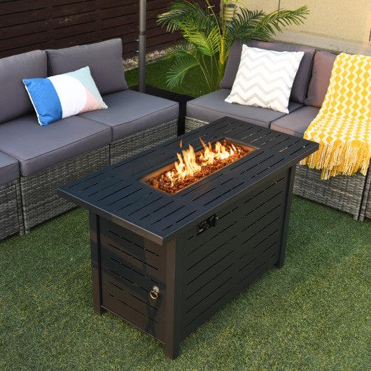 42 Inch 60 000 BTU Rectangular Propane Fire Pit Table with Waterproof Cover at Set Shop and Smile