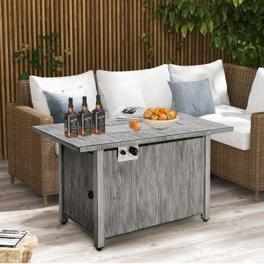 43 Inch 50 000 BTU Propane Fire Pit Table with Removable Lid-Gray at Set Shop and Smile