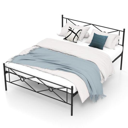 Full/Queen Size Metal Platform Bed Frame with Headboard and Footboard-Queen Size at Set Shop and Smile