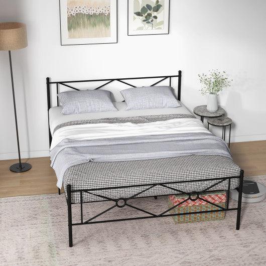 Full/Queen Size Metal Platform Bed Frame with Headboard and Footboard-Queen Size at Set Shop and Smile