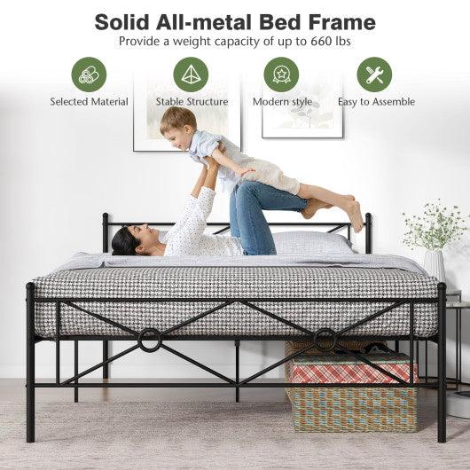 Full/Queen Size Metal Platform Bed Frame with Headboard and Footboard-Queen Size at Set Shop and Smile
