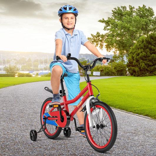 18 Feet Kid's Bike with Removable Training Wheels-Red at Set Shop and Smile