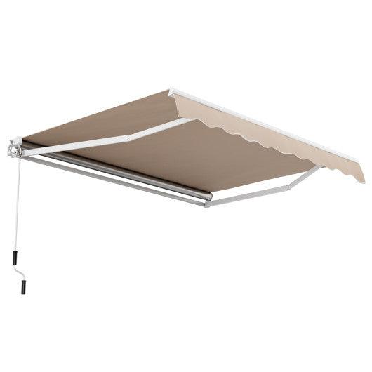 Outdoor Manual Retractable Awning Cover Shelter Patio Sun Shade-Beige at Set Shop and Smile
