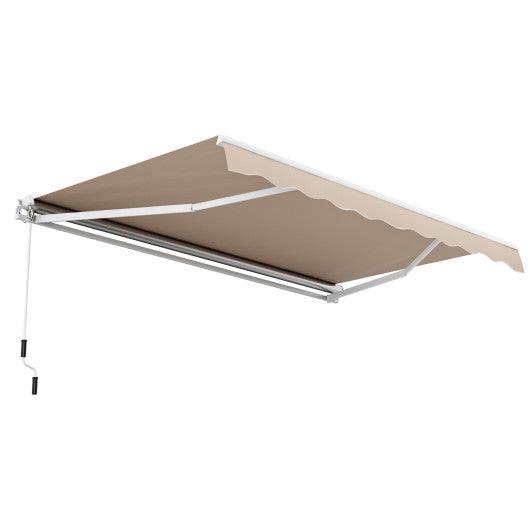 13 × 8 Feet Retractable Patio Awning Aluminum Deck Sunshade-Beige at Set Shop and Smile