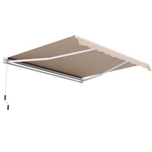 12 x 10 Feet Retractable Patio Awning Aluminum Sunshade Shelter-Beige at Set Shop and Smile