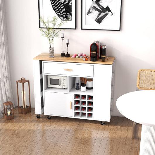 Reversible Folding Kitchen Island Cart with Wine Rack and Spice Rack at Set Shop and Smile