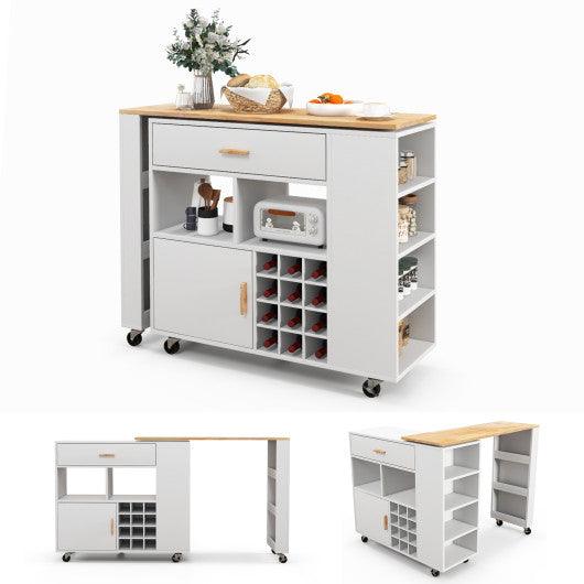 Reversible Folding Kitchen Island Cart with Wine Rack and Spice Rack at Set Shop and Smile