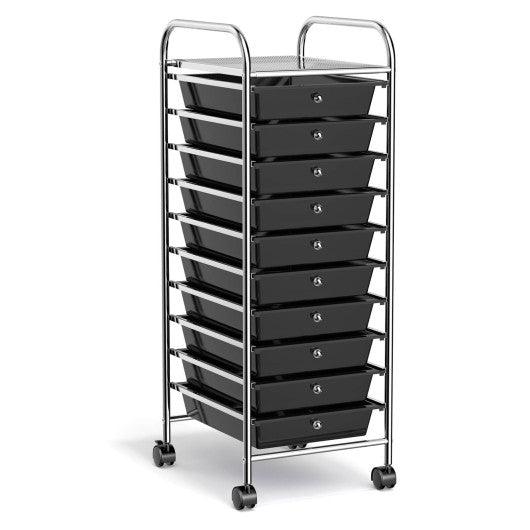 10 Drawer Rolling Storage Cart Organizer-Black at Set Shop and Smile
