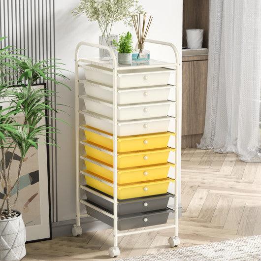 10 Drawer Rolling Storage Cart Organizer-Yellow at Set Shop and Smile