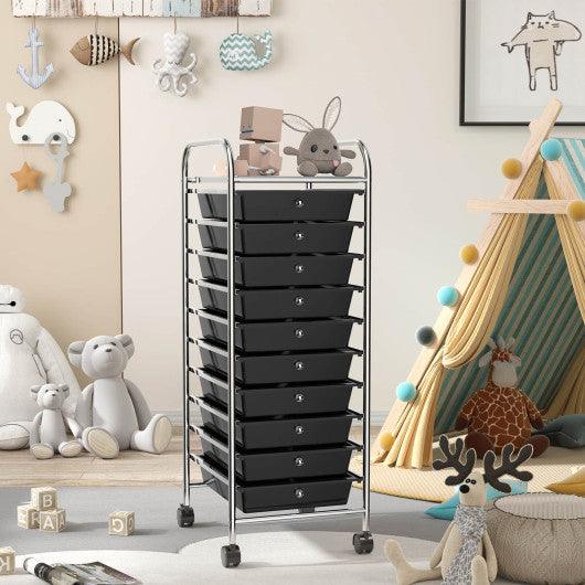 10 Drawer Rolling Storage Cart Organizer-Black at Set Shop and Smile