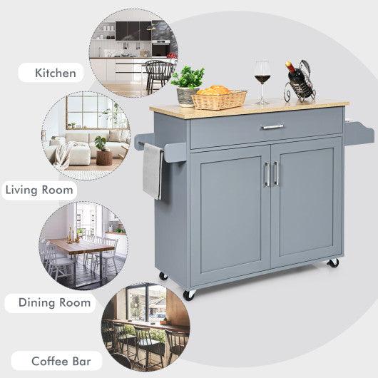 Rolling Kitchen Island Cart with Towel and Spice Rack-Gray at Set Shop and Smile