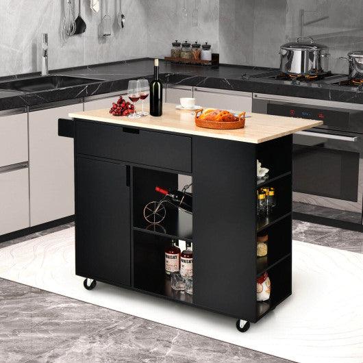 Drop-Leaf Kitchen Island with Rubber Wood Top at Set Shop and Smile