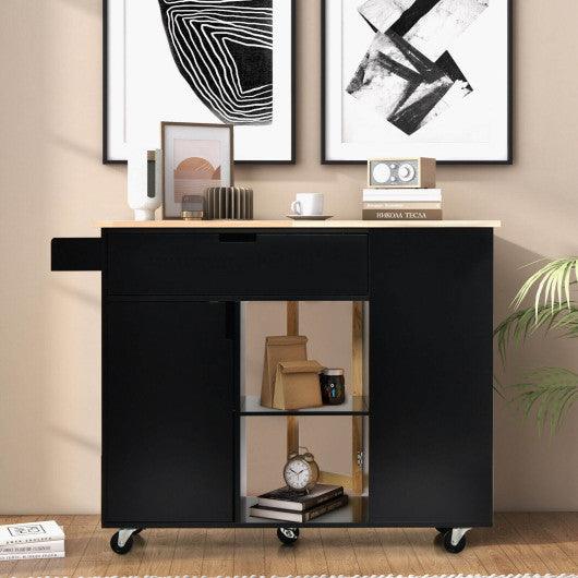 Drop-Leaf Kitchen Island with Rubber Wood Top at Set Shop and Smile