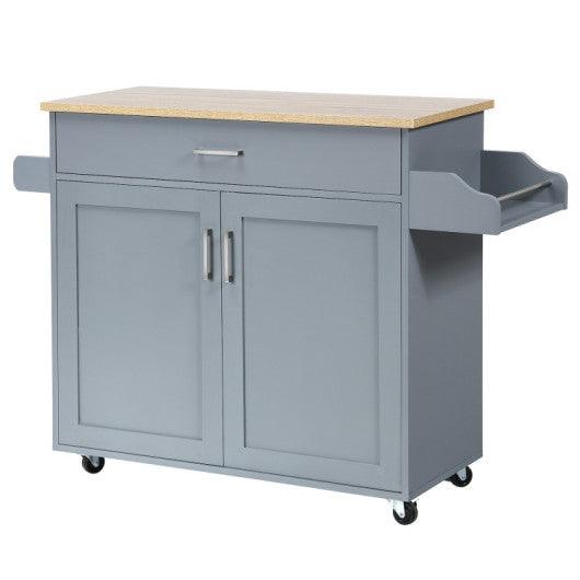Rolling Kitchen Island Cart with Towel and Spice Rack-Gray at Set Shop and Smile