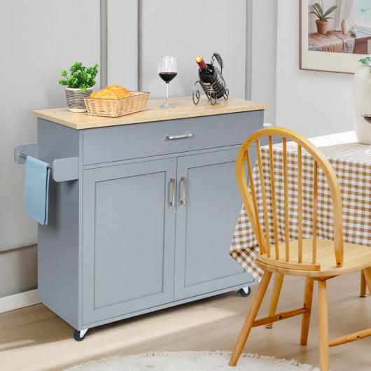 Rolling Kitchen Island Cart with Towel and Spice Rack-Gray at Set Shop and Smile