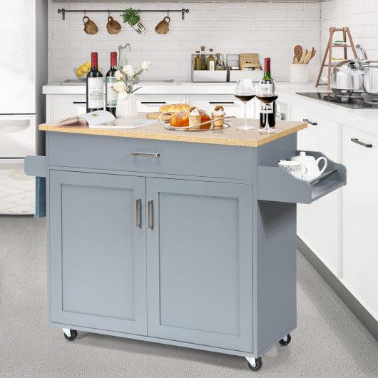 Rolling Kitchen Island Cart with Towel and Spice Rack-Gray at Set Shop and Smile