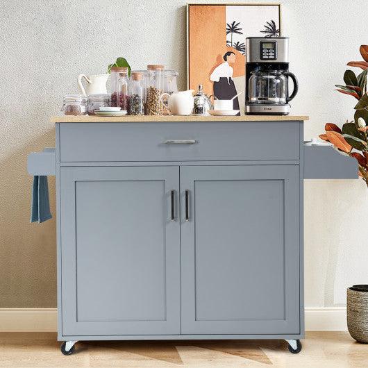 Rolling Kitchen Island Cart with Towel and Spice Rack-Gray at Set Shop and Smile