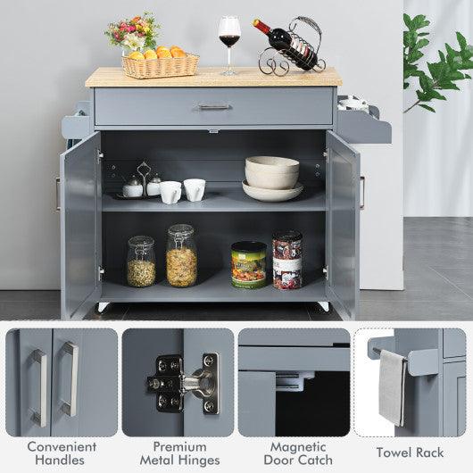 Rolling Kitchen Island Cart with Towel and Spice Rack-Gray at Set Shop and Smile