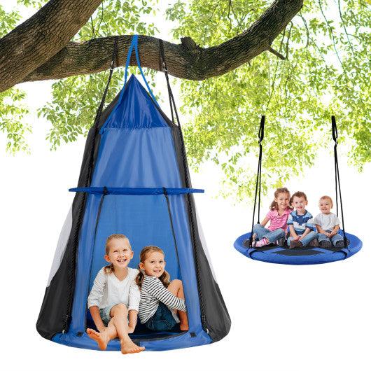 2-in-1 40 Inch Kids Hanging Chair Detachable Swing Tent Set-Blue at Set Shop and Smile