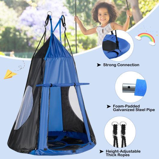 2-in-1 40 Inch Kids Hanging Chair Detachable Swing Tent Set-Blue at Set Shop and Smile