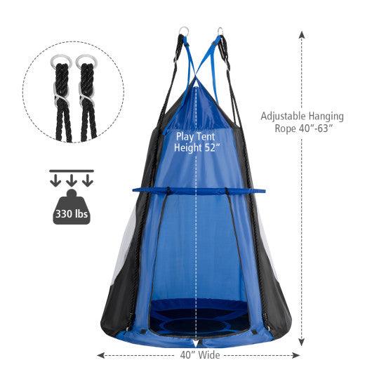 2-in-1 40 Inch Kids Hanging Chair Detachable Swing Tent Set-Blue at Set Shop and Smile