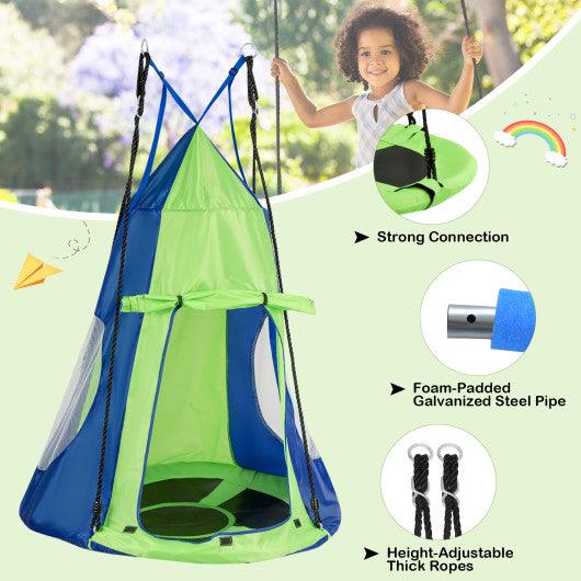 2-in-1 40 Inch Kids Hanging Chair Detachable Swing Tent Set-Green at Set Shop and Smile