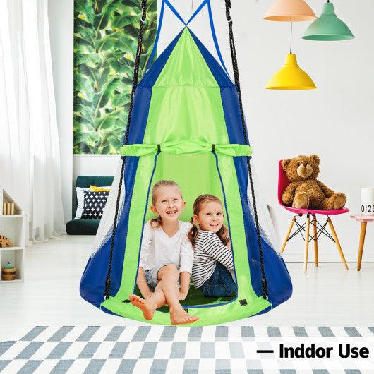 2-in-1 40 Inch Kids Hanging Chair Detachable Swing Tent Set-Green at Set Shop and Smile
