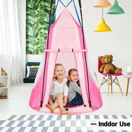 2-in-1 40 Inch Kids Hanging Chair Detachable Swing Tent Set-Pink at Set Shop and Smile
