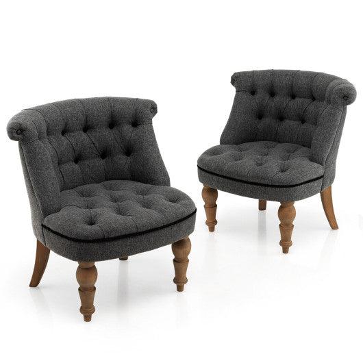 Set of 2 Upholstered Armless Slipper Chairs with Beech Wood Legs-Gray at Set Shop and Smile