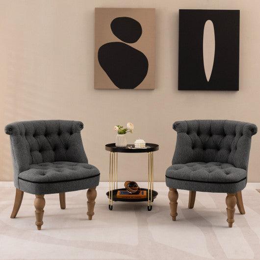 Set of 2 Upholstered Armless Slipper Chairs with Beech Wood Legs-Gray at Set Shop and Smile