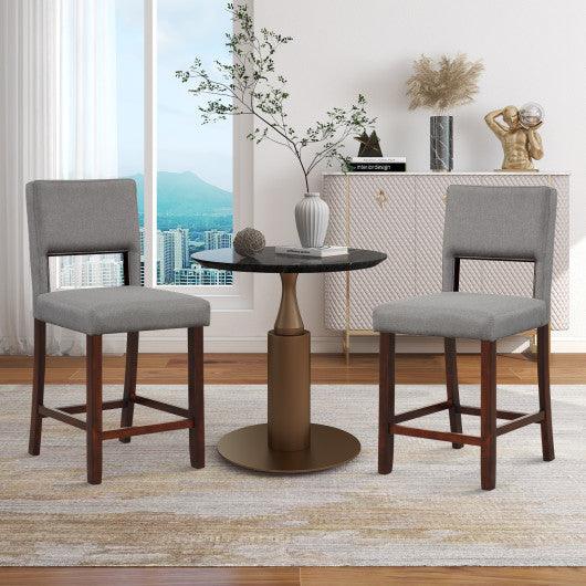 2 Piece Bar Chair Set with Hollowed Back and Rubber Wood Legs-Gray at Set Shop and Smile