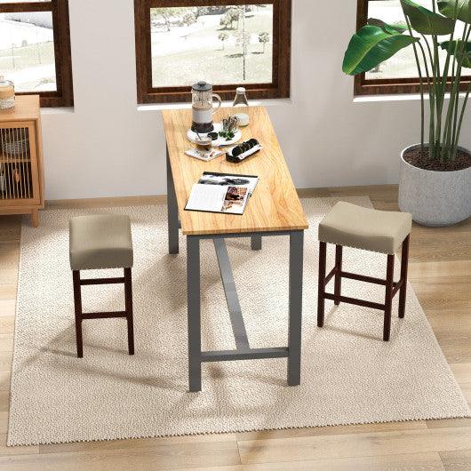 Set of 2 24 Inch Bar Stool with Curved Seat Cushions-Beige at Set Shop and Smile