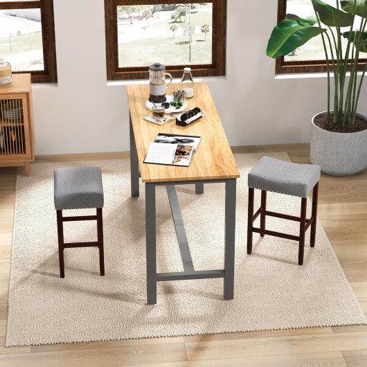 Set of 2 25 Inch Bar Stool with Curved Seat Cushions-Gray at Set Shop and Smile