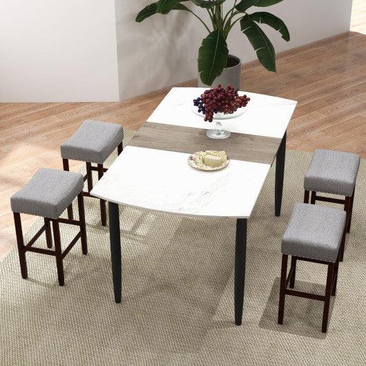 Set of 2 25 Inch Bar Stool with Curved Seat Cushions-Gray at Set Shop and Smile