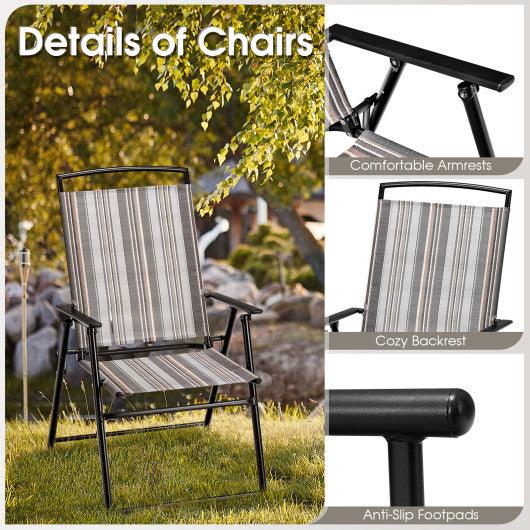 Set of 2 Patio Folding Sling Chairs Space-saving Dining Chair-Gray at Set Shop and Smile
