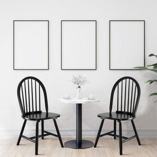 Set of 2 Vintage Windsor Wood Chair with Spindle Back for Dining Room-Black at Set Shop and Smile