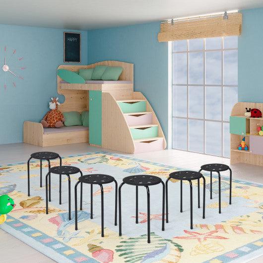 Set of 6 Portable Plastic Stack Stools -Black at Set Shop and Smile