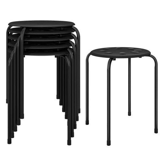 Set of 6 Portable Plastic Stack Stools -Black at Set Shop and Smile