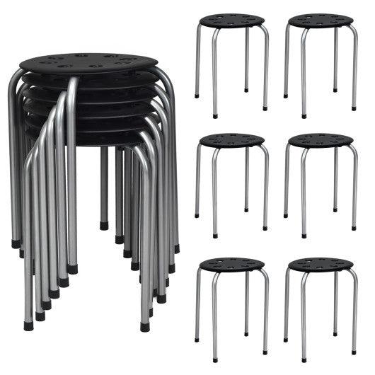 Set of 6 Portable Plastic Stack Stools -Gray at Set Shop and Smile
