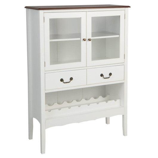 Sideboard Buffet Cabinet with 2 Tempered Glass Doors-White at Set Shop and Smile