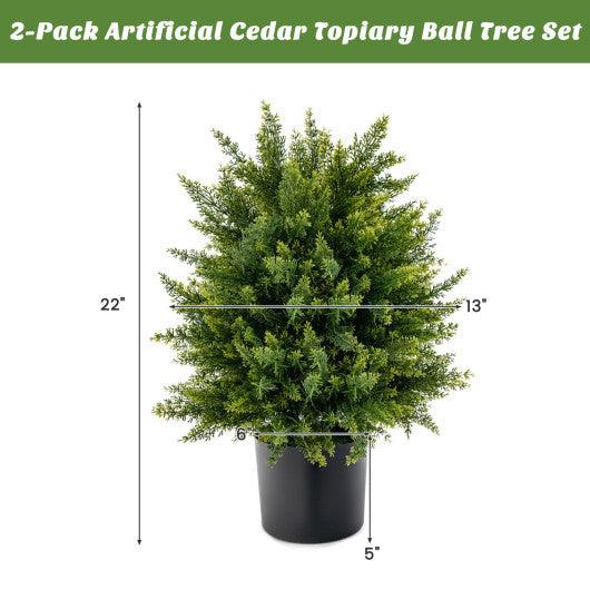 2-Pack Artificial Cedar Topiary Ball Tree with Cement Pot at Set Shop and Smile