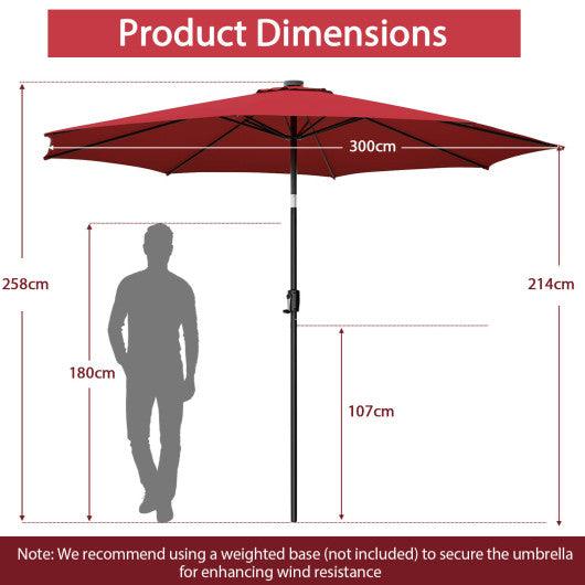 10 Feet Patio Umbrella with 112 Solar Lights and Crank Handle-Wine at Set Shop and Smile