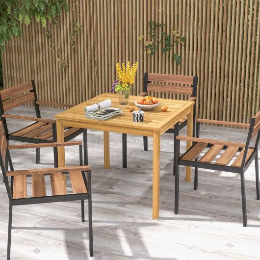 Square Acacia Wood Outdoor Dining Table with Umbrella Hole at Set Shop and Smile