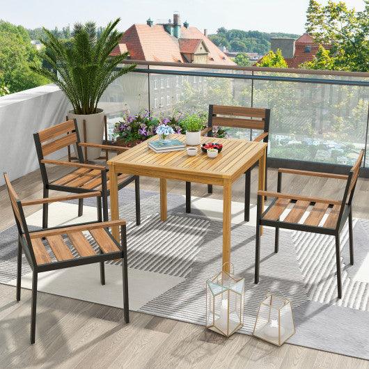 Square Acacia Wood Outdoor Dining Table with Umbrella Hole at Set Shop and Smile